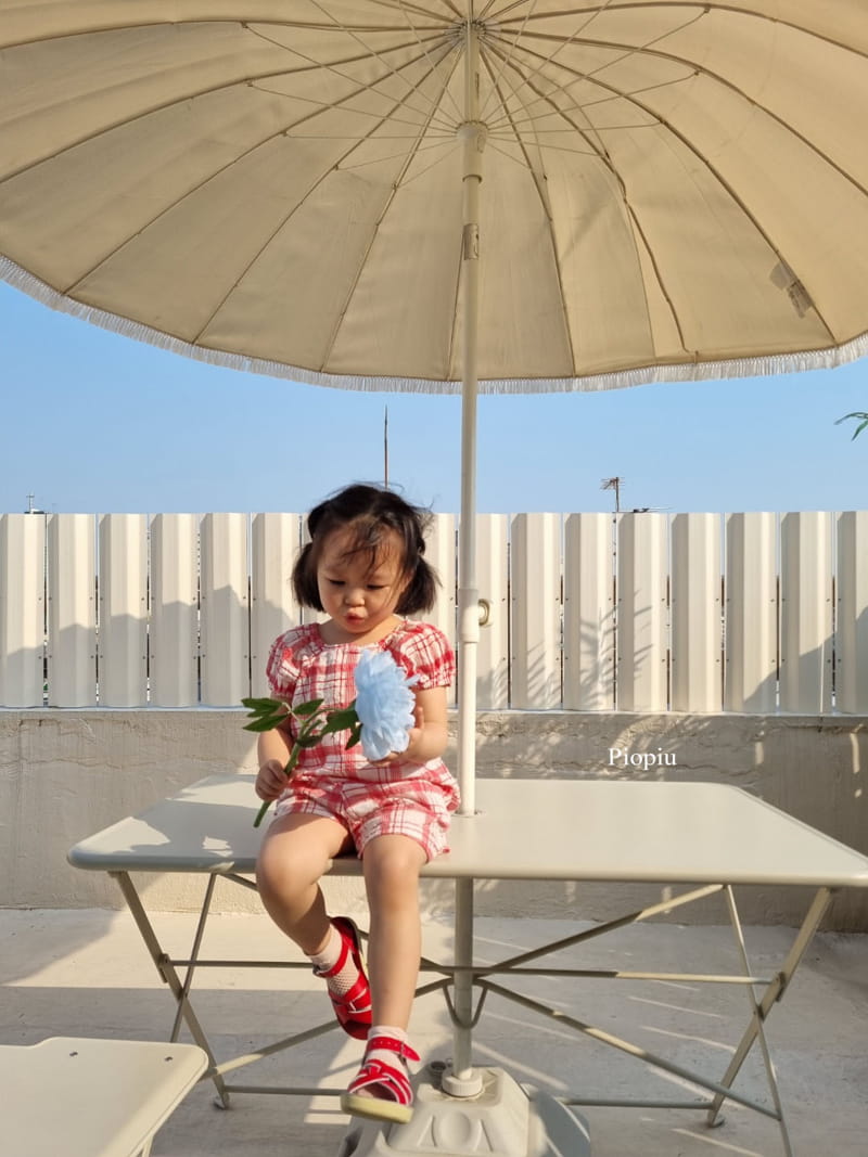 PIOPIU - Korean Children Fashion - #Kfashion4kids - Summer Check Top Bottom Set - 10