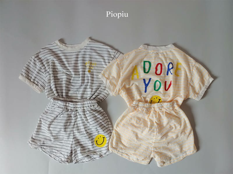 PIOPIU - Korean Children Fashion - #Kfashion4kids - Smile Top Bottom Set - 3