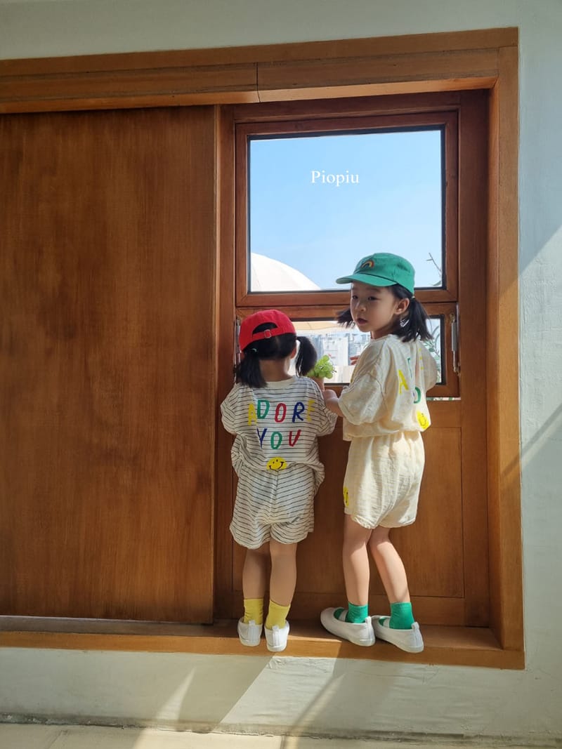 PIOPIU - Korean Children Fashion - #Kfashion4kids - Smile Top Bottom Set - 8