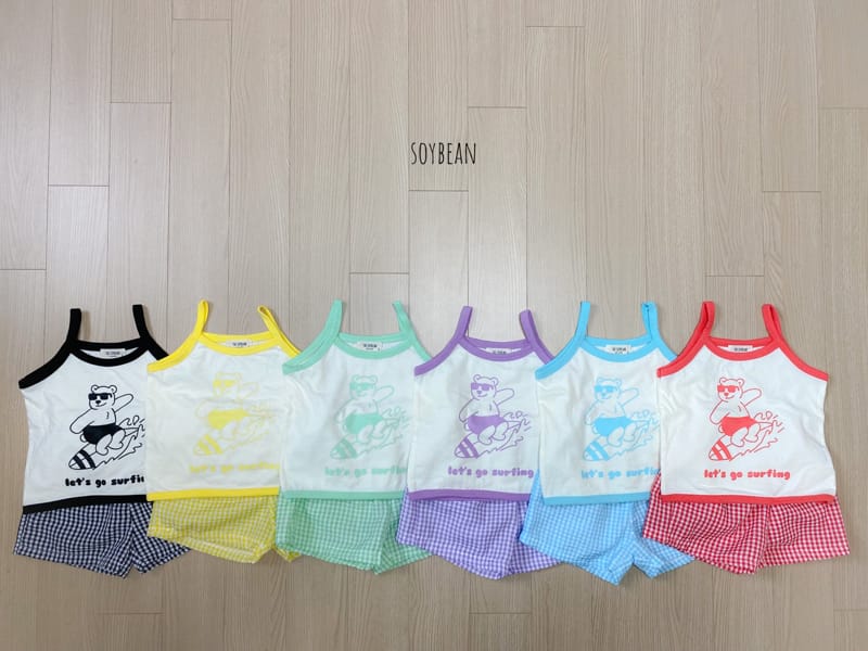 SOYBEAN - Korean Children Fashion - #Kfashion4kids - Surffing Bear Top Bottom Set