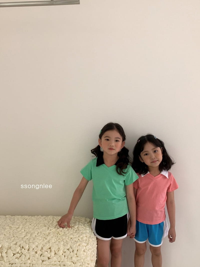 SSONGNLEE - Korean Children Fashion - #Kfashion4kids - Collar V Top Bottom Set - 2