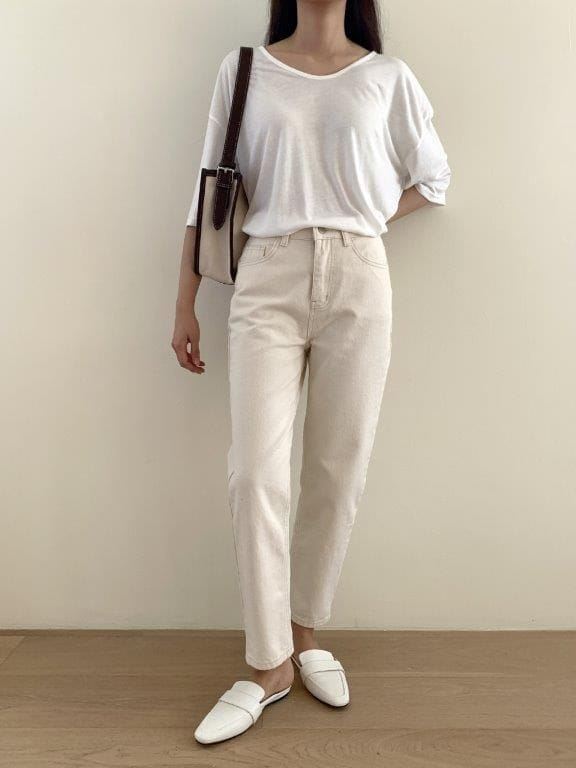 TIZZI - Korean Children Fashion - #Kfashion4kids - Cream Jeans