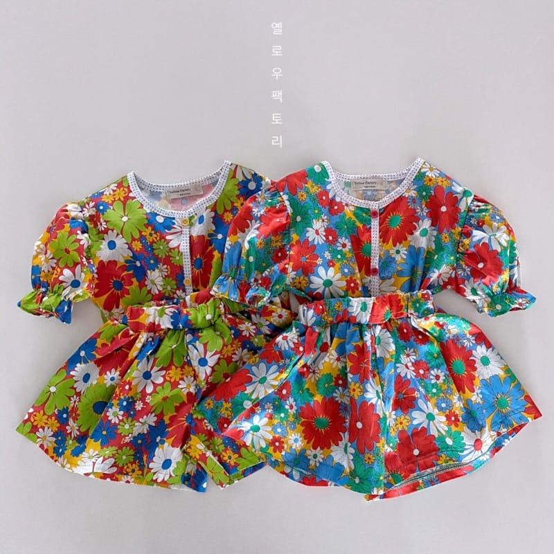 YELLOW FACTORY - Korean Children Fashion - #Kfashion4kids - Flowet Top Bottom Set