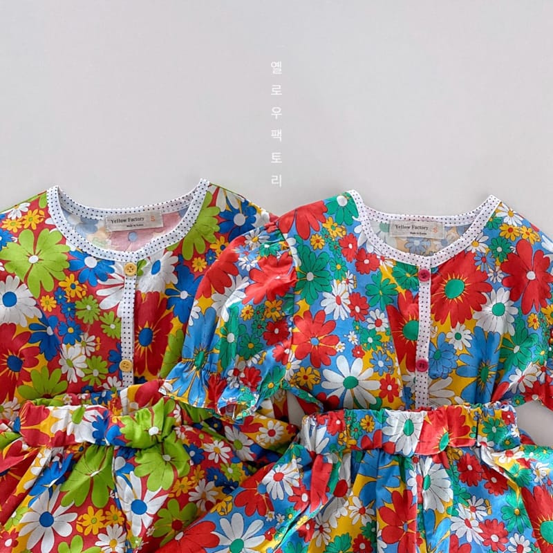 YELLOW FACTORY - Korean Children Fashion - #Kfashion4kids - Flowet Top Bottom Set - 12