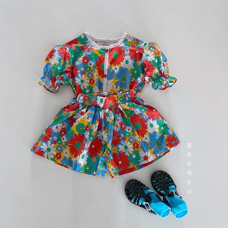 YELLOW FACTORY - Korean Children Fashion - #Kfashion4kids - Flowet Top Bottom Set - 3
