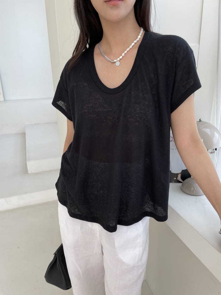 3ROOMS - Korean Children Fashion - #Kfashion4kids - Ribbed Linen U-Neck Tee - 2