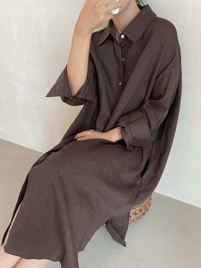 3ROOMS - Korean Children Fashion - #Kfashion4kids - Linen Shirts One-piece - 2