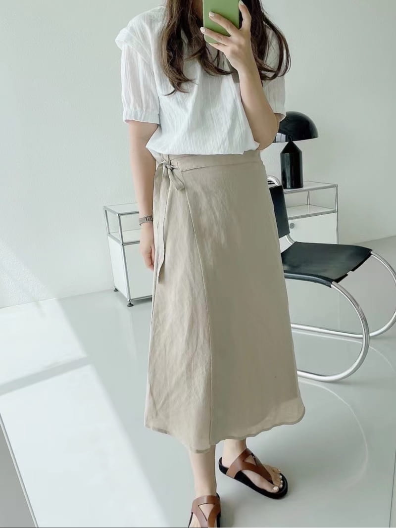 ASOME - Korean Children Fashion - #Kfashion4kids - Lap Linen Skirt