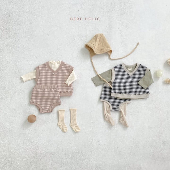 BEBE HOLIC - Korean Children Fashion - #Kfashion4kids - Check Vest & Bloomer Set