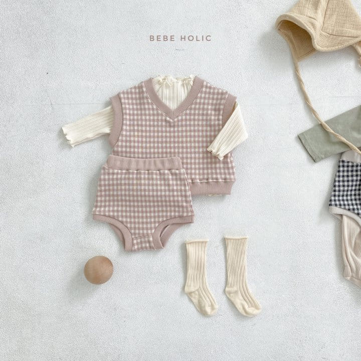BEBE HOLIC - Korean Children Fashion - #Kfashion4kids - Check Vest & Bloomer Set - 3