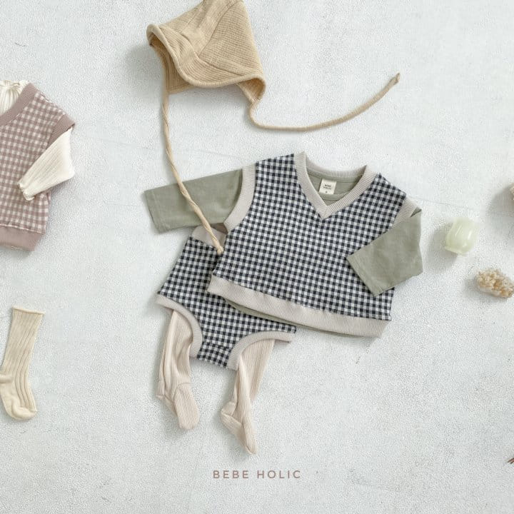 BEBE HOLIC - Korean Children Fashion - #Kfashion4kids - Check Vest & Bloomer Set - 4