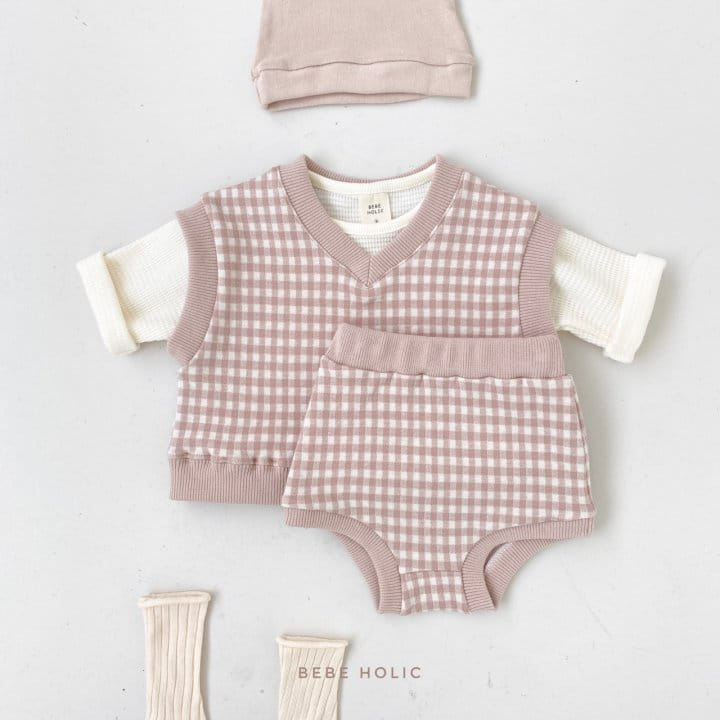 BEBE HOLIC - Korean Children Fashion - #Kfashion4kids - Check Vest & Bloomer Set - 6