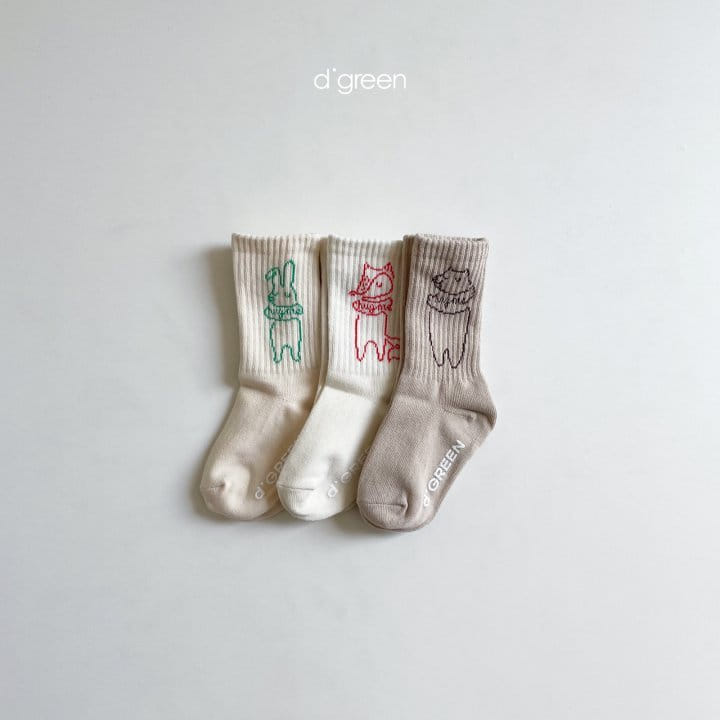 DIGREEN - Korean Children Fashion - #Kfashion4kids - Hug Me Socks [set of 3] - 7