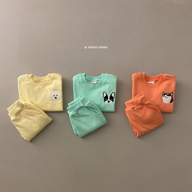HARO HARO - Korean Children Fashion - #Kfashion4kids - Puppy Top Bottom Set