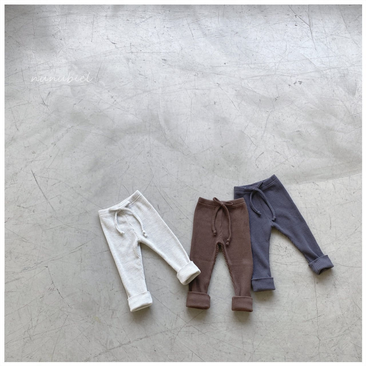 NUNUBIEL - Korean Children Fashion - #Kfashion4kids - Waffle Roll-up Leggings - 4