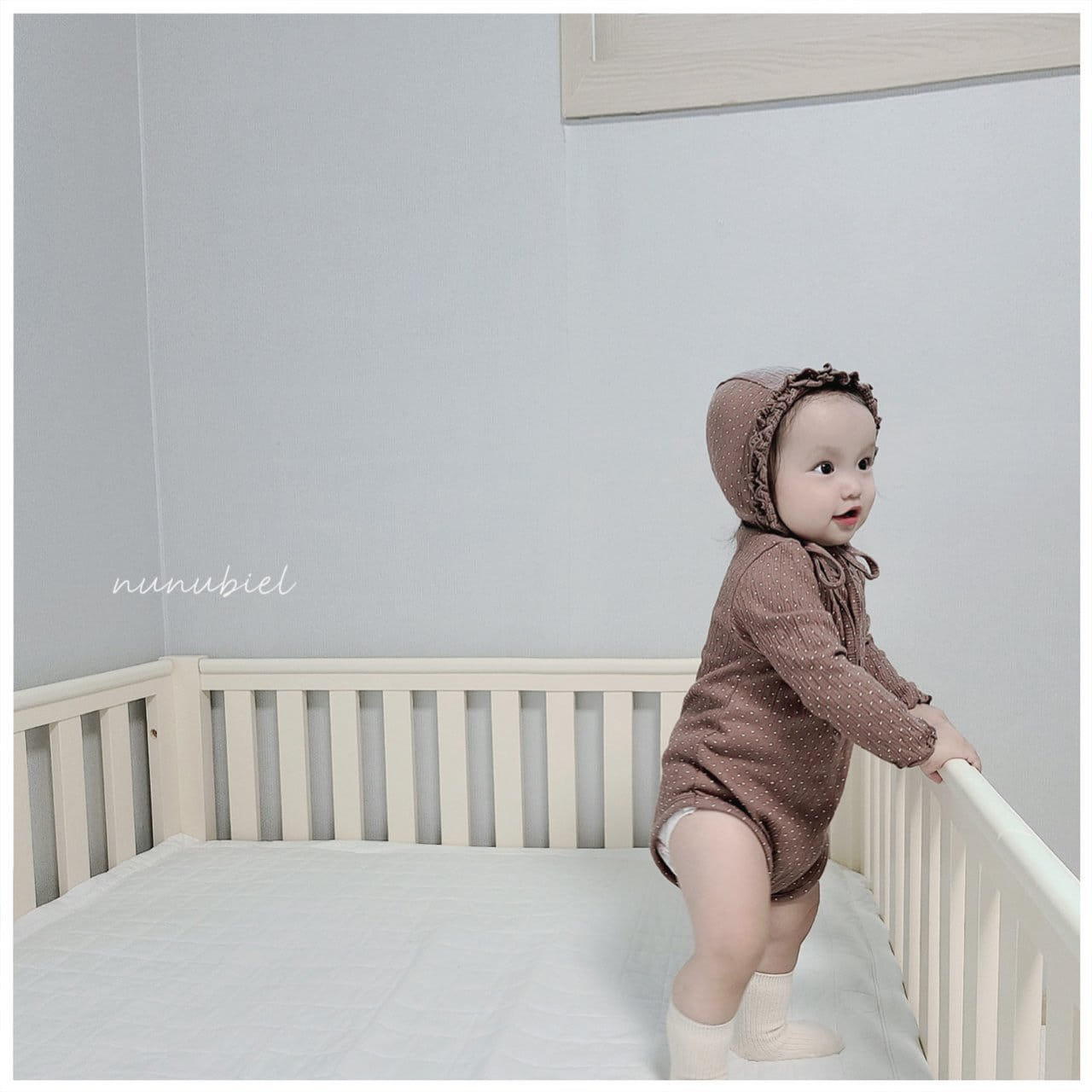 NUNUBIEL - Korean Children Fashion - #Kfashion4kids - Dot Muslin Bodysuit with Bonnet - 10