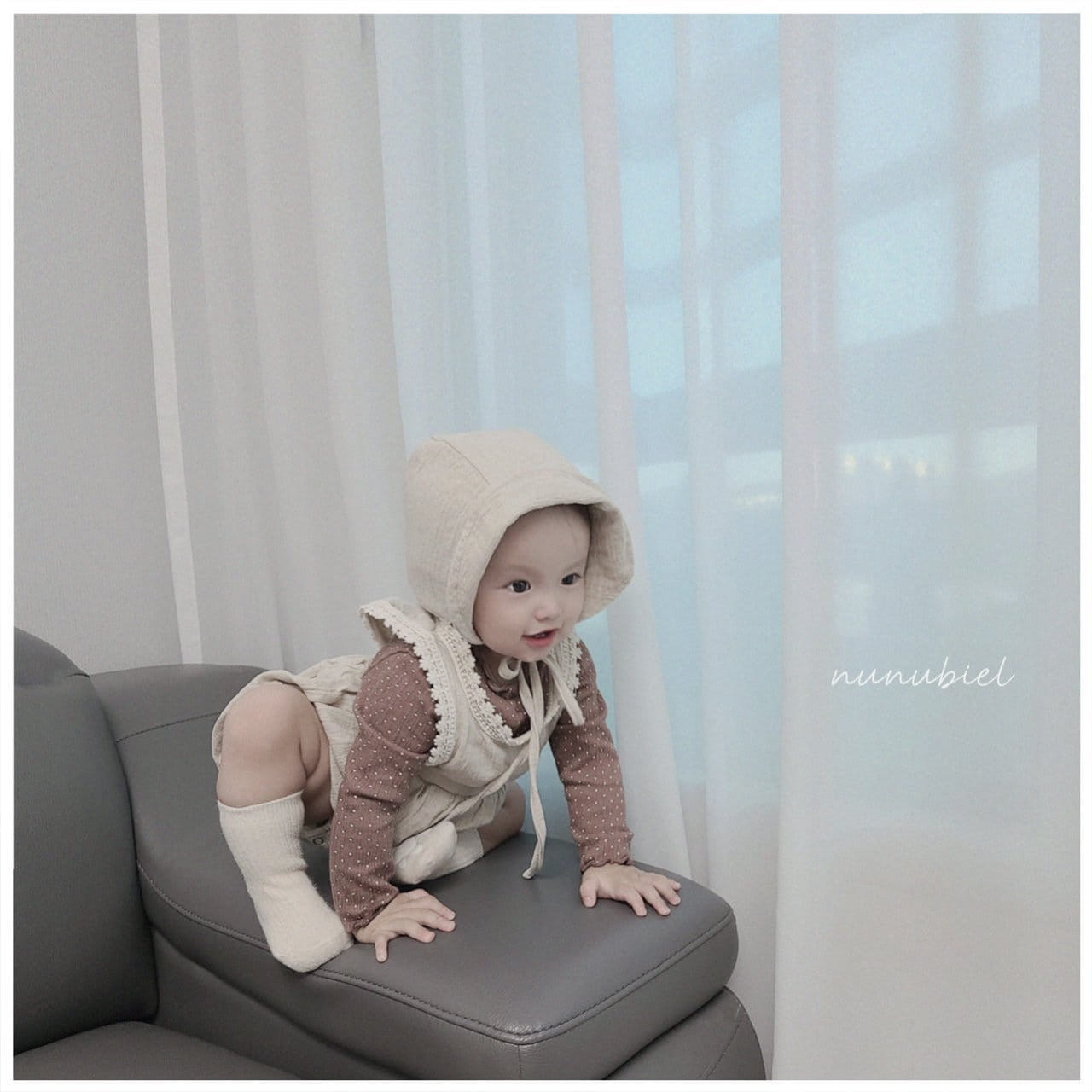 NUNUBIEL - Korean Children Fashion - #Kfashion4kids - Dot Muslin Bodysuit with Bonnet - 11