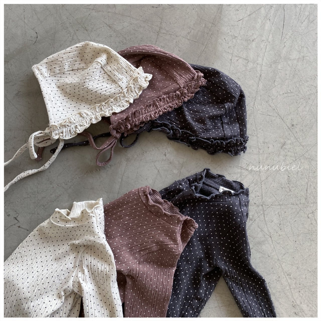 NUNUBIEL - Korean Children Fashion - #Kfashion4kids - Dot Muslin Bodysuit with Bonnet - 6