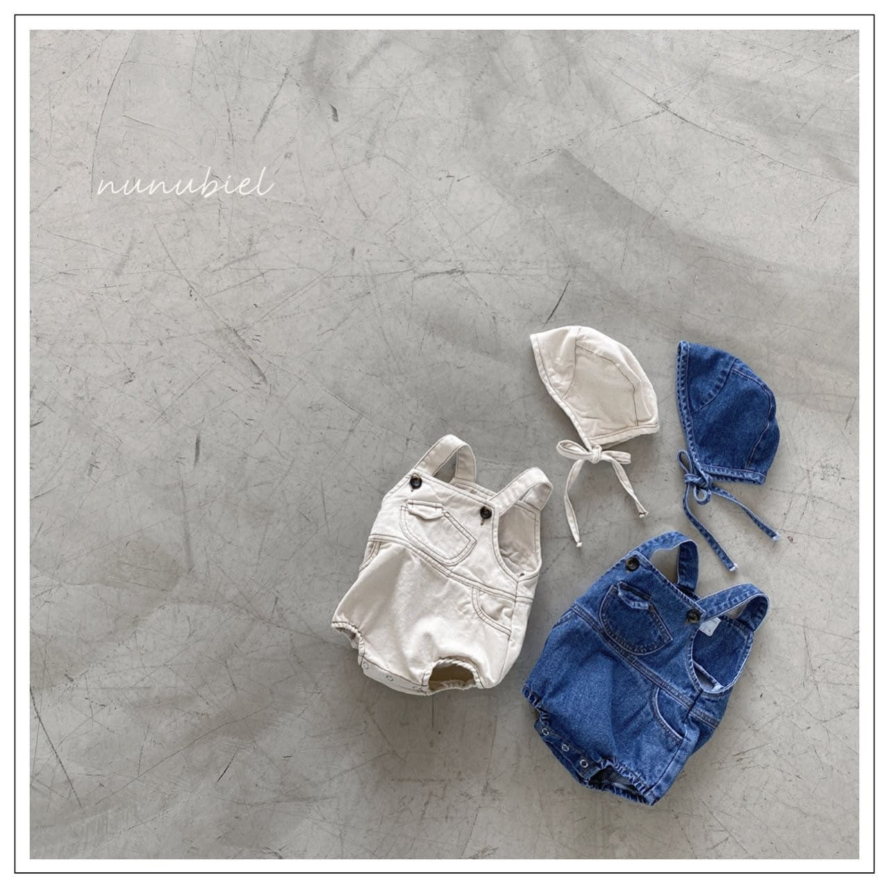 NUNUBIEL - Korean Children Fashion - #Kfashion4kids - Mini Pocket Denim Romper with Bonnet
