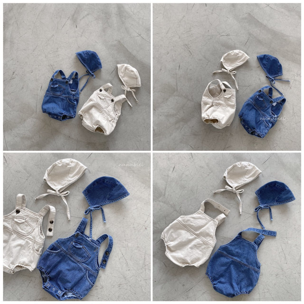NUNUBIEL - Korean Children Fashion - #Kfashion4kids - Mini Pocket Denim Romper with Bonnet - 3