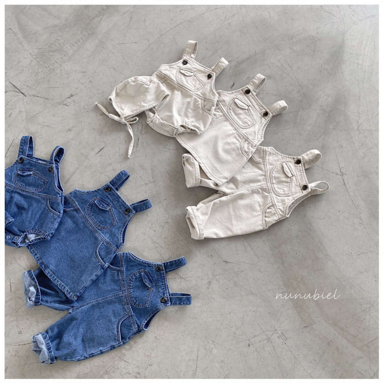 NUNUBIEL - Korean Children Fashion - #Kfashion4kids - Mini Pocket Denim Romper with Bonnet - 4
