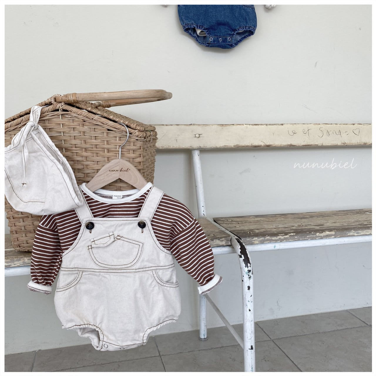NUNUBIEL - Korean Children Fashion - #Kfashion4kids - Mini Pocket Denim Romper with Bonnet - 6