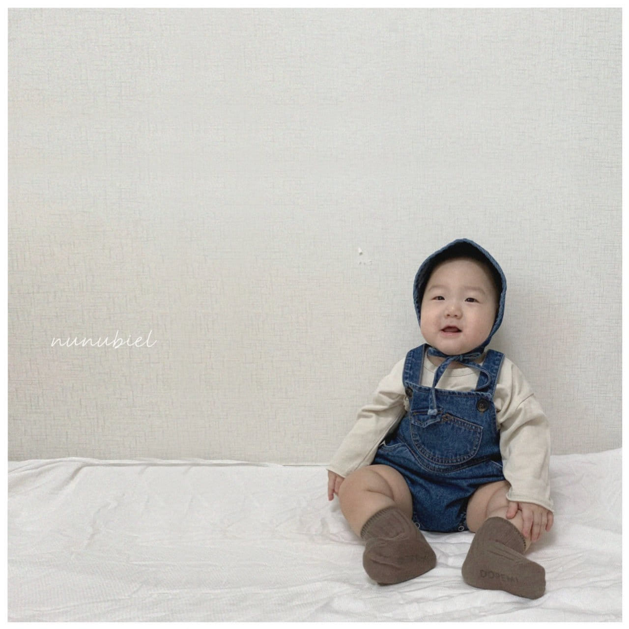 NUNUBIEL - Korean Children Fashion - #Kfashion4kids - Mini Pocket Denim Romper with Bonnet - 8