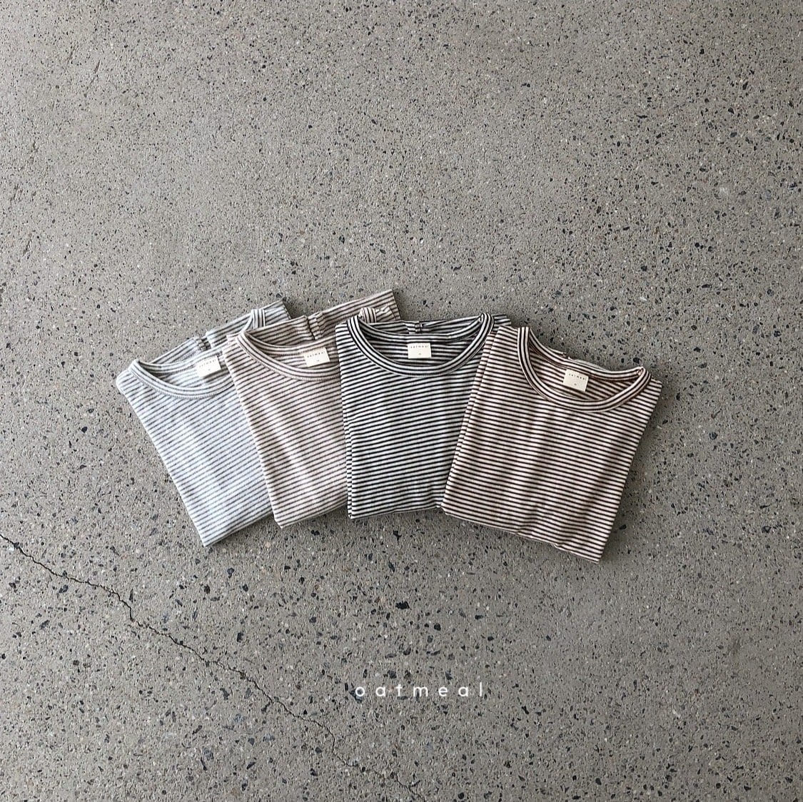 OATMEAL - Korean Children Fashion - #Kfashion4kids - Basic Stripe Round Tee - 2