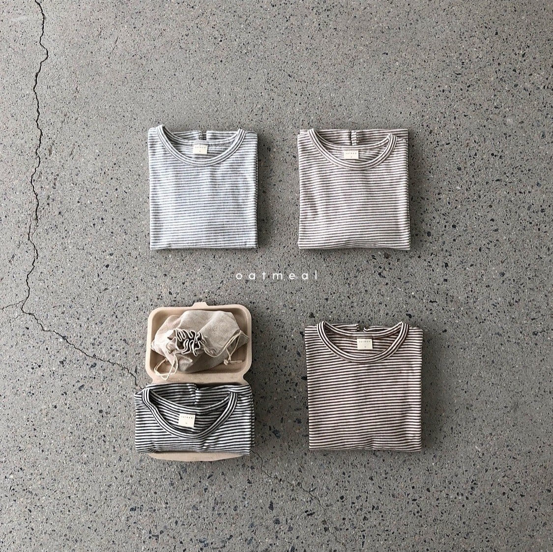 OATMEAL - Korean Children Fashion - #Kfashion4kids - Basic Stripe Round Tee - 4