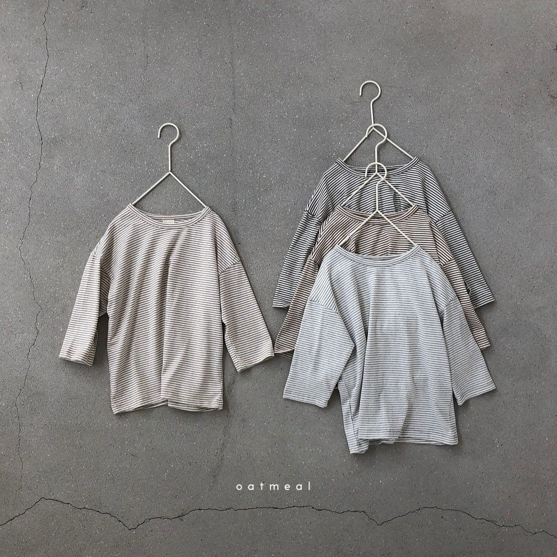OATMEAL - Korean Children Fashion - #Kfashion4kids - Basic Stripe Round Tee - 7