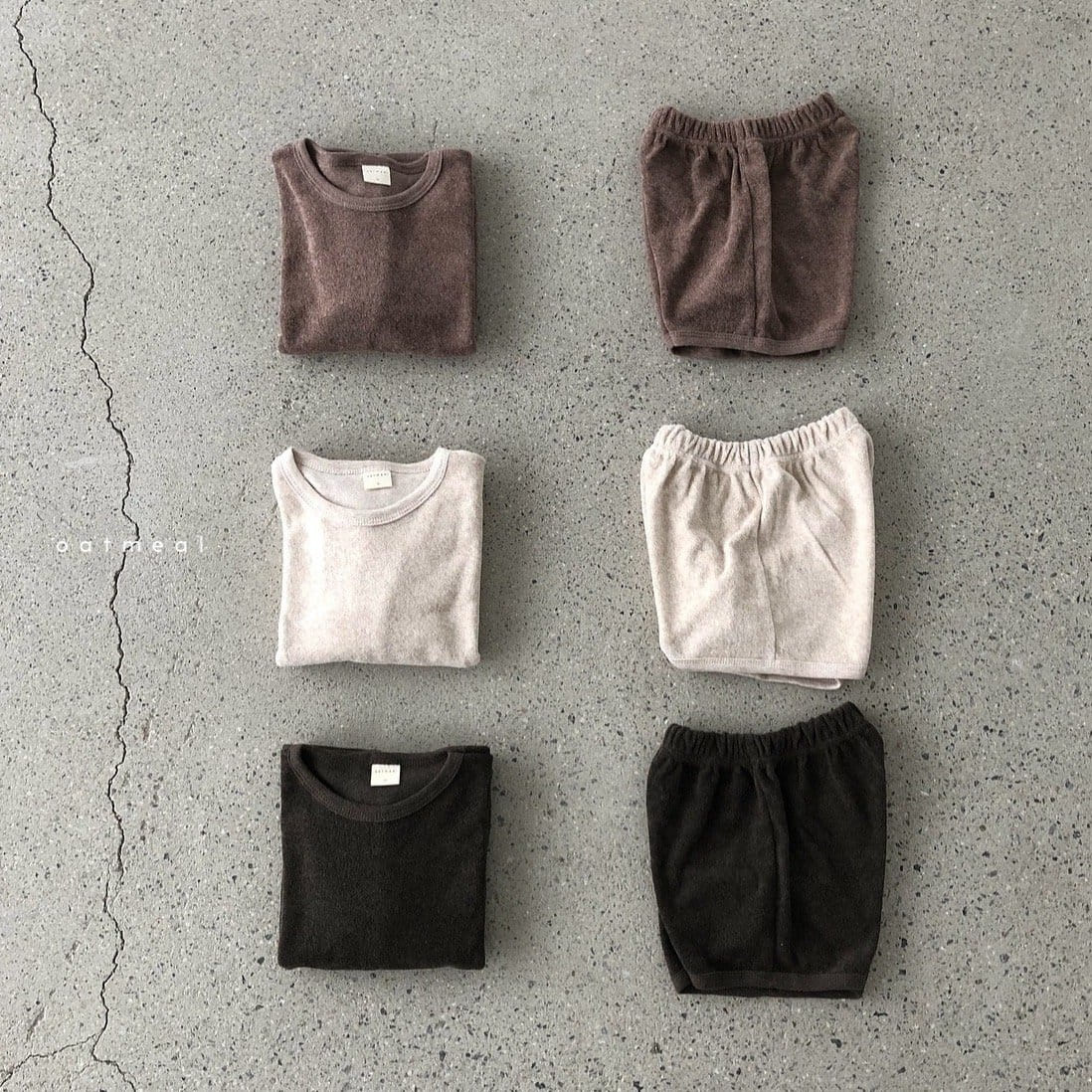 OATMEAL - Korean Children Fashion - #Kfashion4kids - Basic Towel Top Bottom Set - 2
