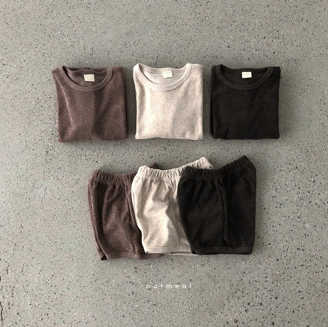 OATMEAL - Korean Children Fashion - #Kfashion4kids - Basic Towel Top Bottom Set - 3