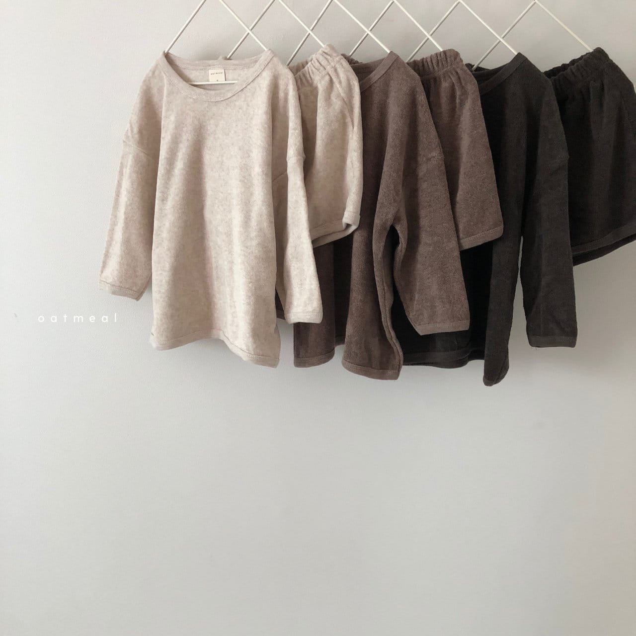 OATMEAL - Korean Children Fashion - #Kfashion4kids - Basic Towel Top Bottom Set - 4