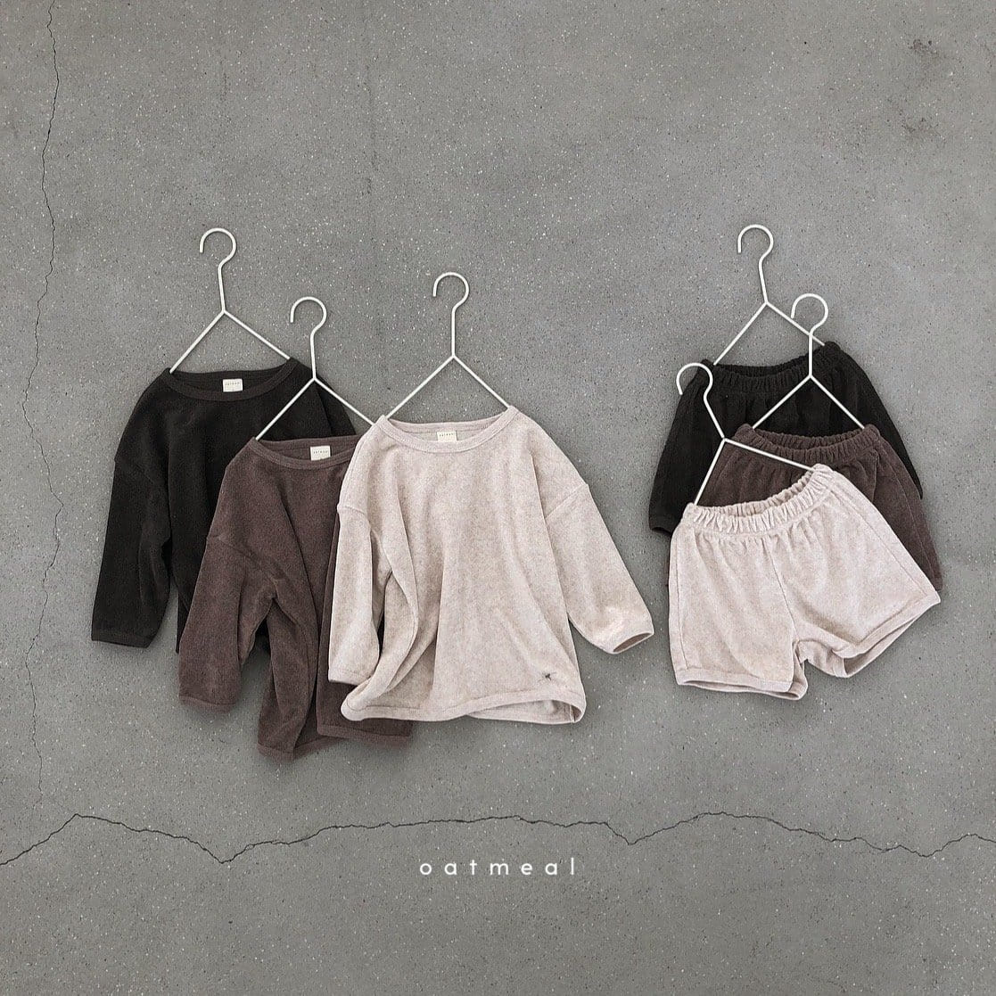 OATMEAL - Korean Children Fashion - #Kfashion4kids - Basic Towel Top Bottom Set - 8