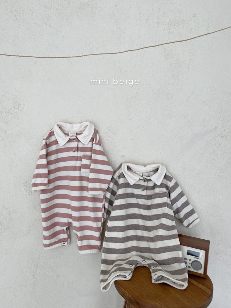THE BEIGE - Korean Children Fashion - #Kfashion4kids - Stripe Collar Bodysuit