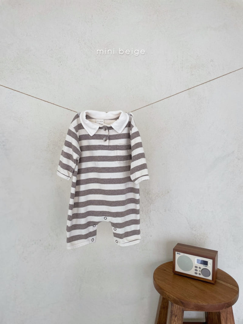 THE BEIGE - Korean Children Fashion - #Kfashion4kids - Stripe Collar Bodysuit - 2