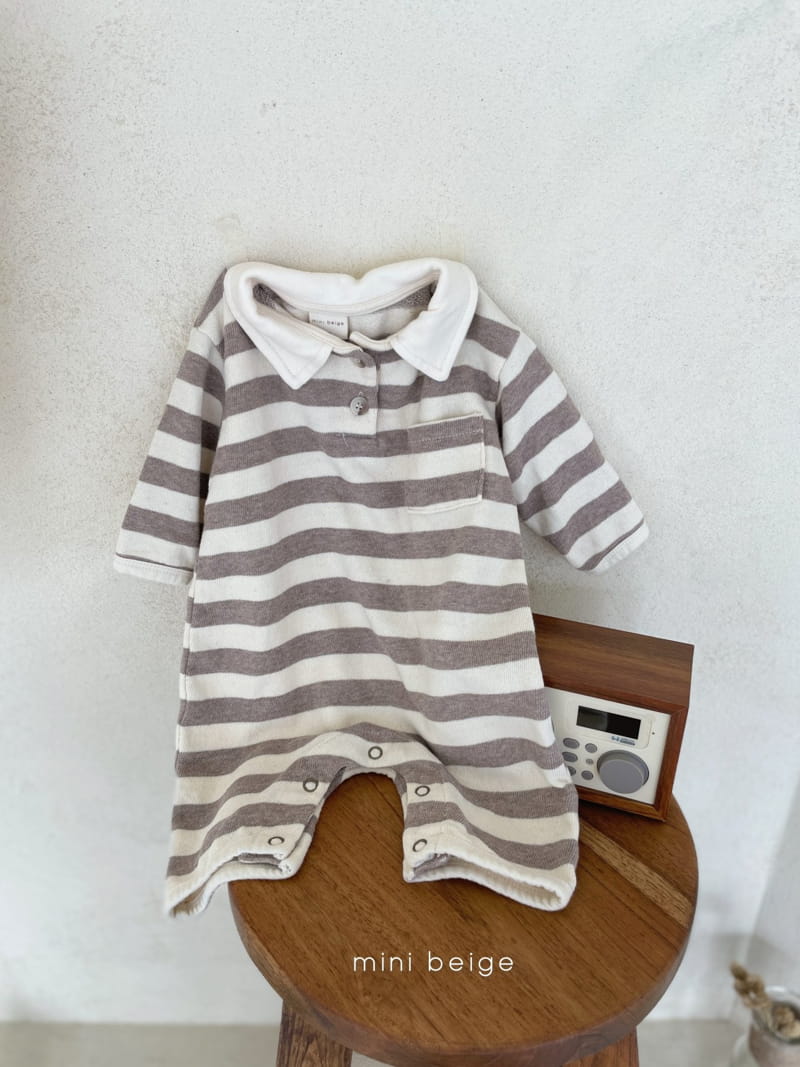 THE BEIGE - Korean Children Fashion - #Kfashion4kids - Stripe Collar Bodysuit - 4