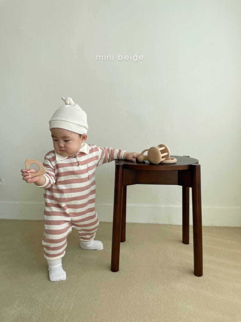 THE BEIGE - Korean Children Fashion - #Kfashion4kids - Stripe Collar Bodysuit - 6