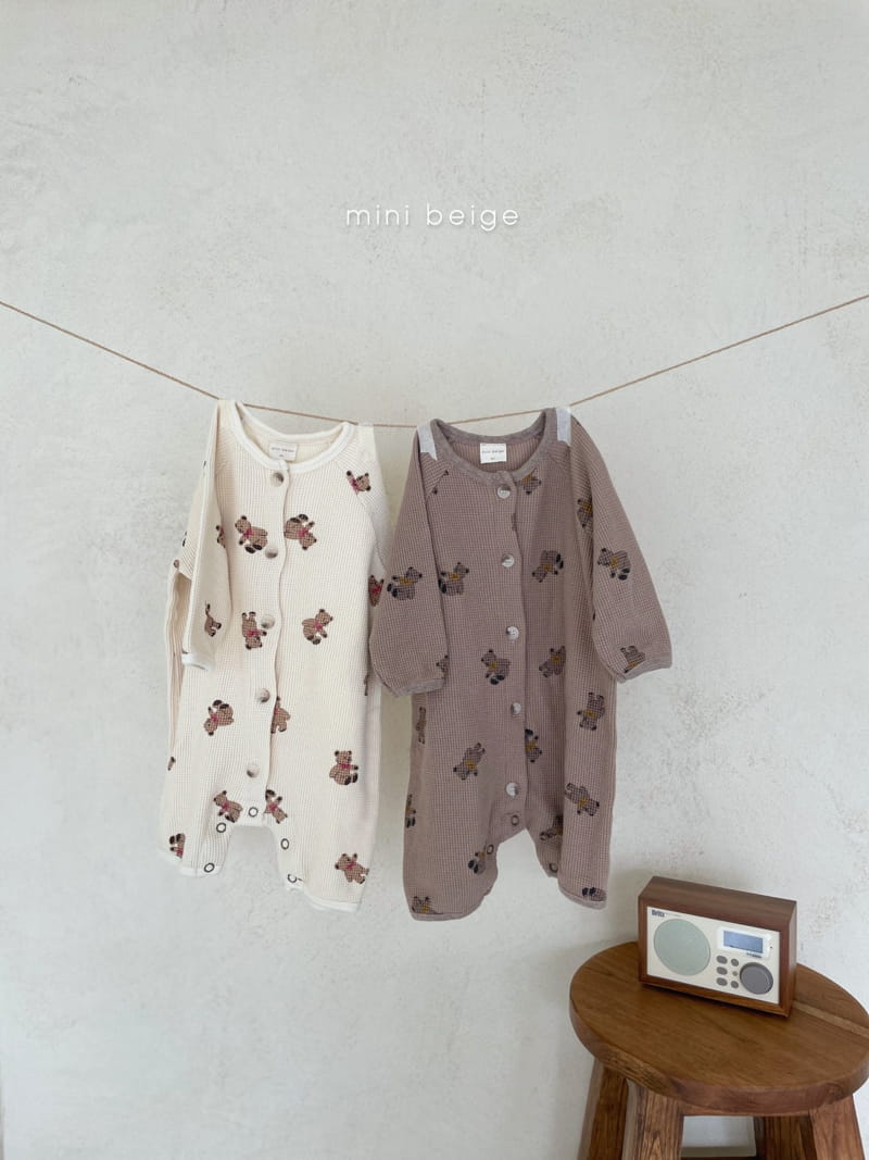 THE BEIGE - Korean Children Fashion - #Kfashion4kids - Waffle Bear Bodysuit
