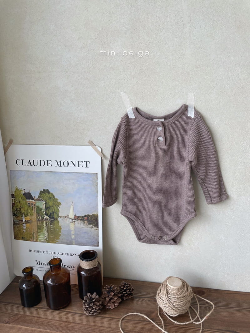 THE BEIGE - Korean Children Fashion - #Kfashion4kids - Waffle Bodysuit with Hat - 2