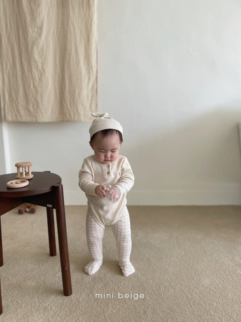 THE BEIGE - Korean Children Fashion - #Kfashion4kids - Waffle Bodysuit with Hat - 3