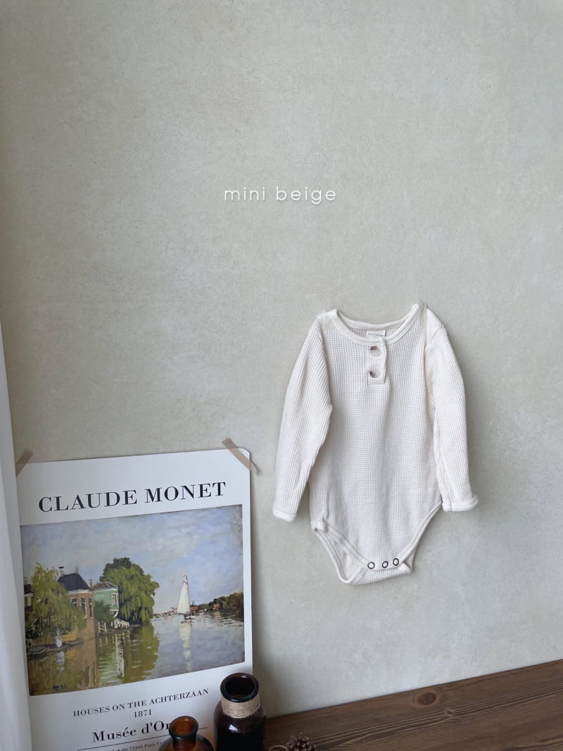 THE BEIGE - Korean Children Fashion - #Kfashion4kids - Waffle Bodysuit with Hat - 4