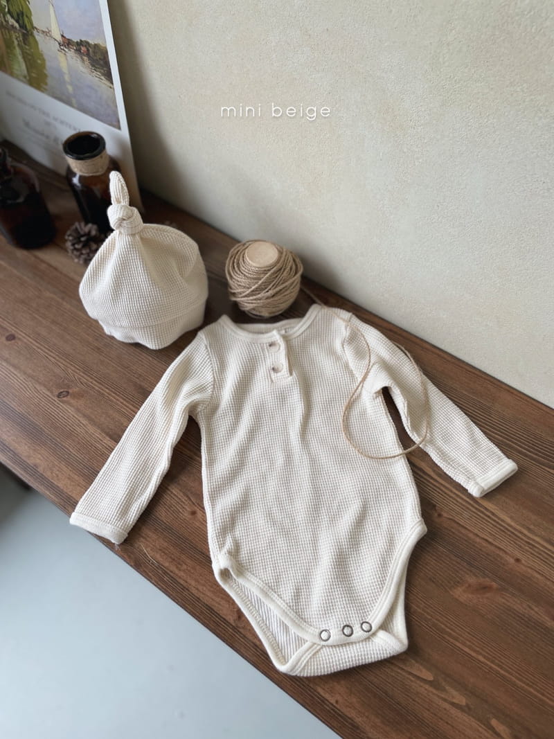 THE BEIGE - Korean Children Fashion - #Kfashion4kids - Waffle Bodysuit with Hat - 7
