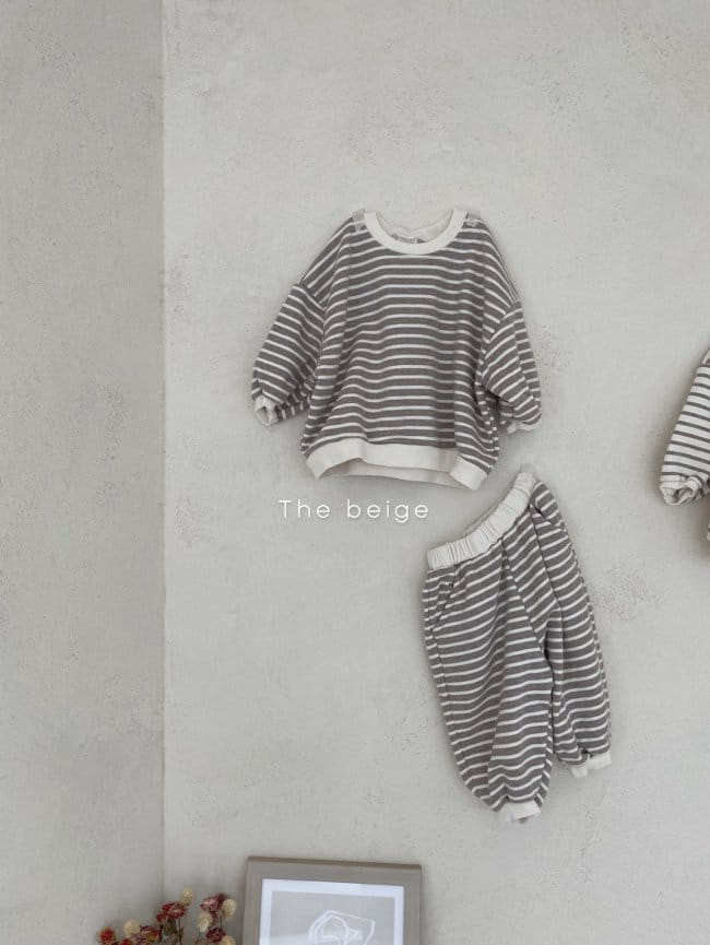 THE BEIGE - Korean Children Fashion - #Kfashion4kids - Stripe Top Bottom Set - 6
