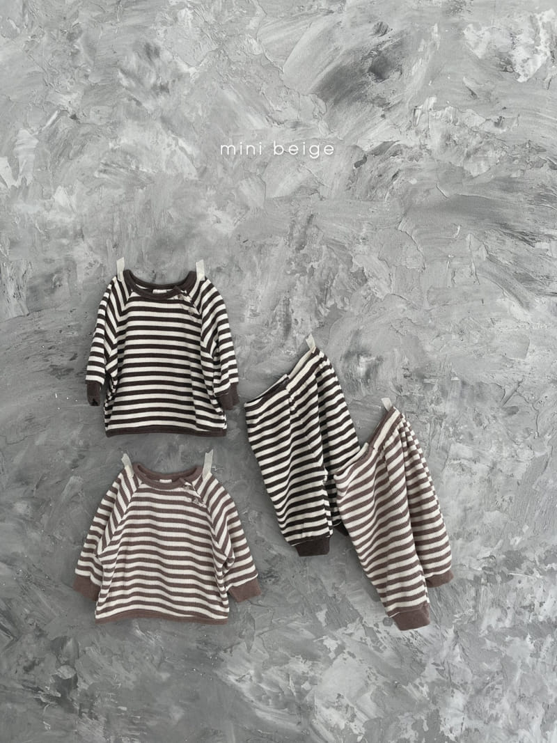 THE BEIGE - Korean Children Fashion - #Kfashion4kids - Waffle Stripe Top Bottom Set