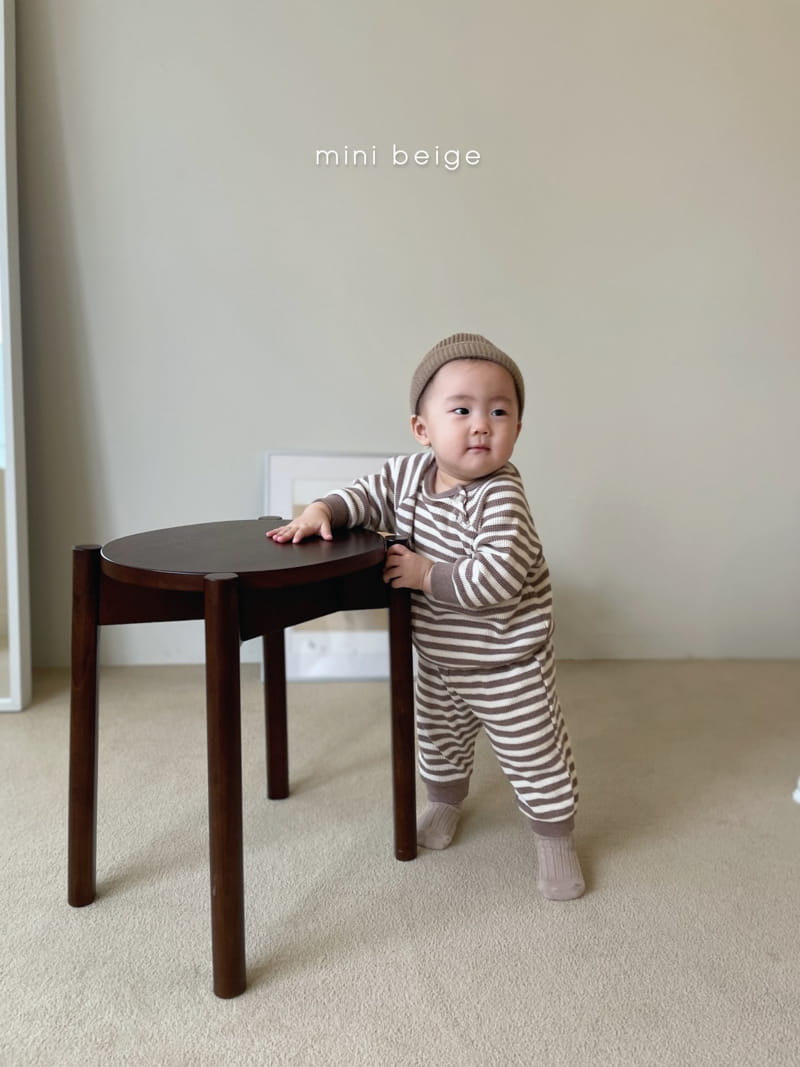 THE BEIGE - Korean Children Fashion - #Kfashion4kids - Waffle Stripe Top Bottom Set - 10