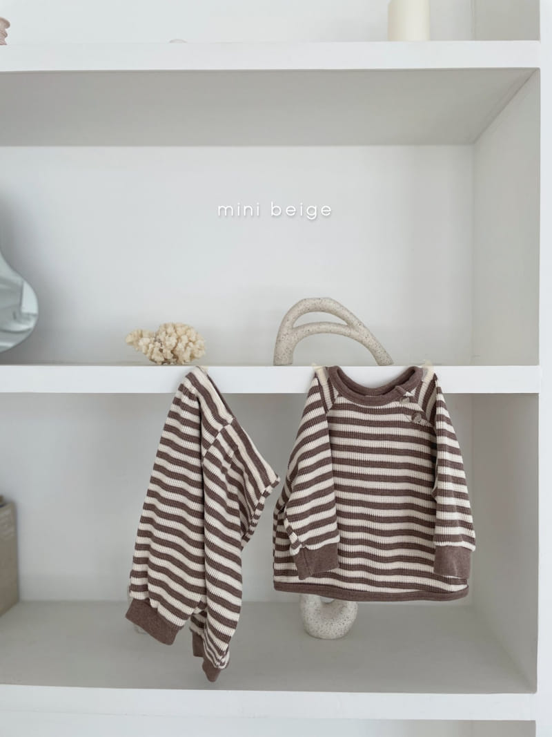 THE BEIGE - Korean Children Fashion - #Kfashion4kids - Waffle Stripe Top Bottom Set - 2