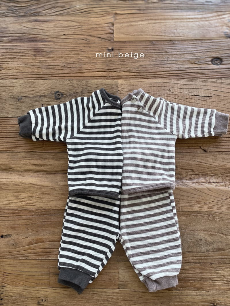 THE BEIGE - Korean Children Fashion - #Kfashion4kids - Waffle Stripe Top Bottom Set - 4
