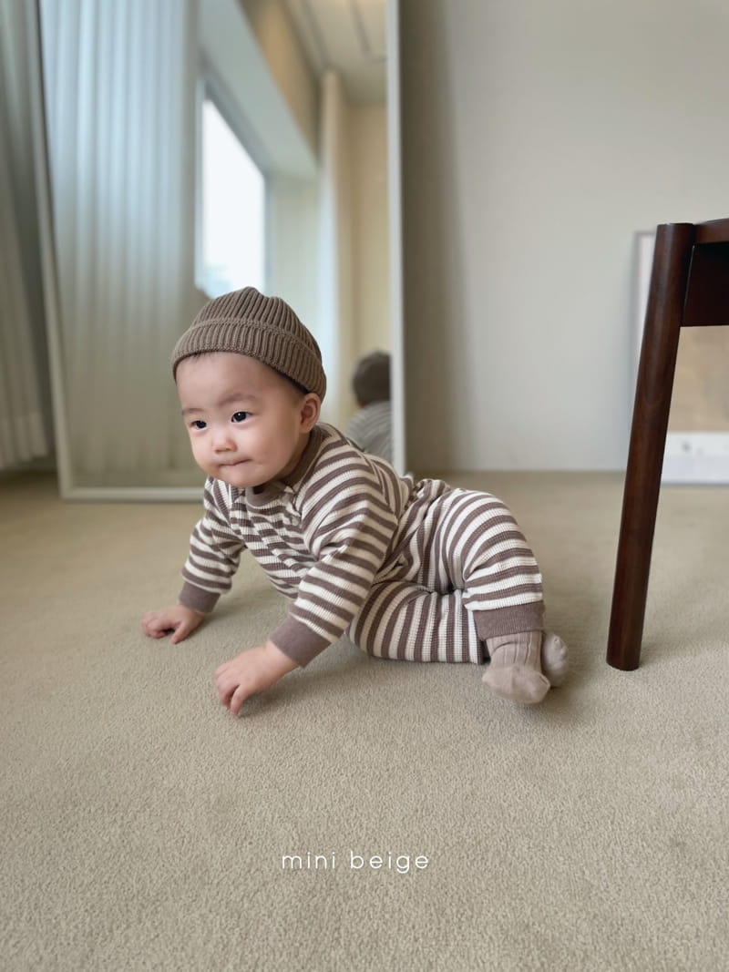THE BEIGE - Korean Children Fashion - #Kfashion4kids - Waffle Stripe Top Bottom Set - 6