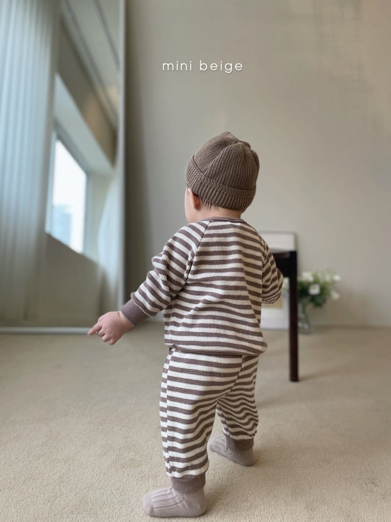 THE BEIGE - Korean Children Fashion - #Kfashion4kids - Waffle Stripe Top Bottom Set - 7